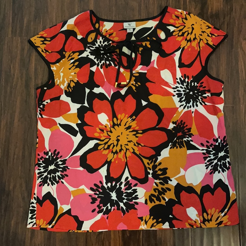 XL Worthington Floral Top Machine Wash | 100% Poly